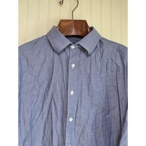 Nautica Shirt Mens XL 17 36/37 Blue Long Sleeve‎ Button Up Dress Casual Collared